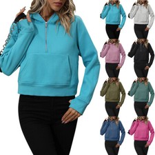 Womens Casual Pocket Hoodie Long Sleeve Fashion Pullover Hooded Top Sweatshirt