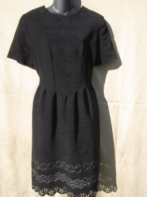 JOHN ROBERTS PERFORATED BLACK DRESS . SIZE 6
