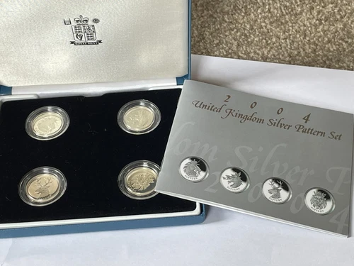 Royal Mint '2004 UK Silver Pattern' 4 Coin Heraldic Beast Proof Set (B913)