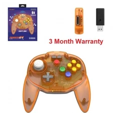 Retro-Bit Tribute 64 2.4Ghz Wireless Controller for Nintendo N64 Switch Orange