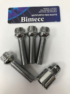 ALUFELGEN SICHERUNGSSCHRAUBEN 50mm GEWINDERADIUS BIMECC M14X1,5 PASSEND FÜR MERCEDES E KLASSE