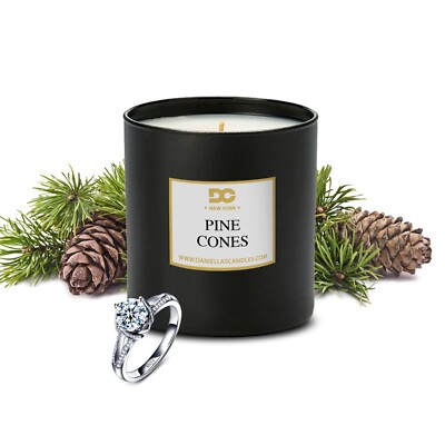 DANIELLA'S CANDLES Christmas Pine Cones Jewelry Surprise Candle, Perfect Gift