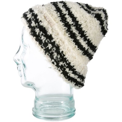 Neff Women's Kim Acrylic Boucle Knit Stripe Fold Beanie, Cream OSFM New 