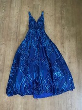 Prom Dress Ball Gown Royal Blue Sequin Morilee Madeline Gardner UK Size 0 