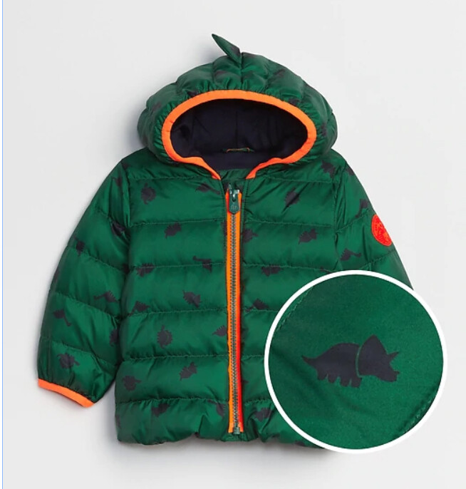 babyGap Dino Dinosaur ColdControl Down Puffer Coat Green Infant