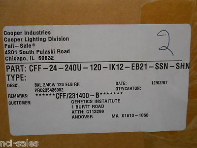 COOPER INDUSTRIES LIGHTING CFF-24-240U-120-IK12-EB21-SSN-SHN FAIL-SAFE CFF24 2FT