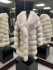 Blue Fox Fur Stroller Coat Woman’s Size Xs-s