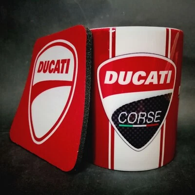 MUG & COASTER TAZA TASSE CUP MUKI DUCATI CORSE MOTO GP PANIGALE DIAVEL MONSTER