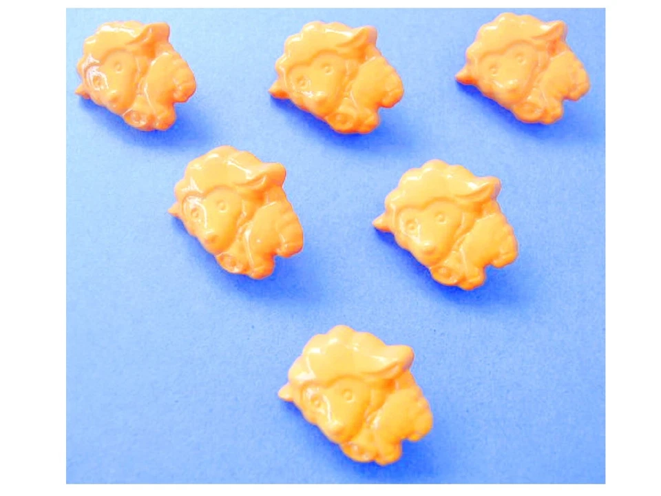 LOT 6 BOUTONS ACRYLIQUES: mouton orange 16*16mm - Photo 1/1