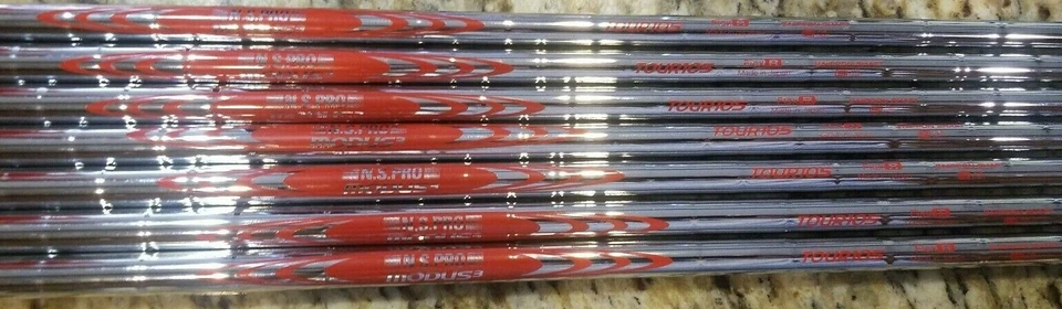 7 piezas 5 huecos como nuevo Nippon NS PRO MODUS³ TOUR 105, .355 Taper, R Flex, con empuñaduras nuevas Foto 4 de 4