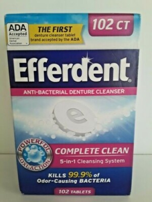3 - EFFERDENT COMPLETE CLEAN DENTURE CLEANSER - 102 TABLETS EACH BOX - MADE USA