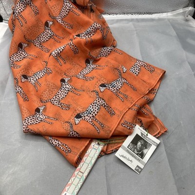 Kendra Dandy Printed Village Dalmatian Dogs Puppy Orange Black White 38 x76 NWT