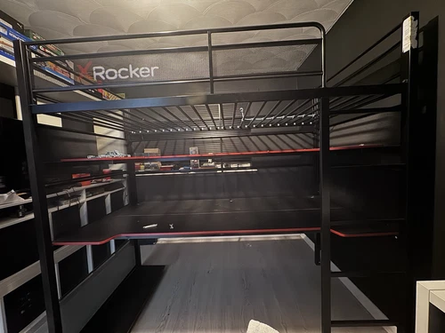 X-Rocker Battle Bunk Single High Sleeper Bed with Gaming Desk