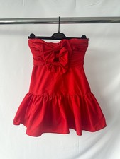 LoveShackFancy Red Woodlow Bow Front Mini Dress BNWT XXS