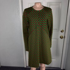 Anthropologie Maeve Jacquard Shift Mini Dress Medium Geometric Cut out Retro X16