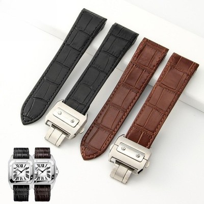 For Cartier Santos 100 Genuine Leather Watch Band Strap 20 23 24.5mm with Tools