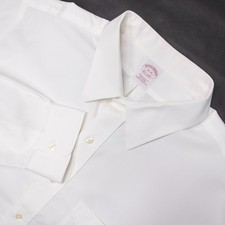 Brooks Brothers Dress Shirt Men's 18 34 Long Sleeve Button-Up Solid White