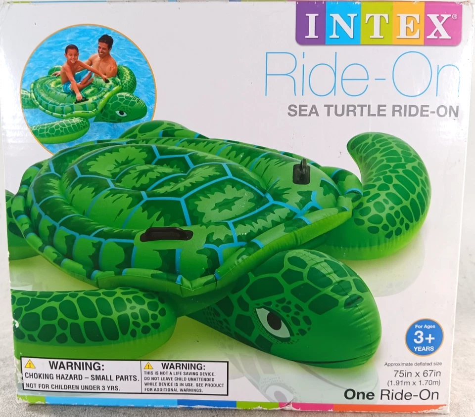 INTEX Ride-On Sea Turtle NEW One Ride 75” x 67” Pool Water Swimming Sun - Image 3 of 4