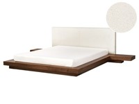 Wasserbett Bouclé Holzoptik Braun Mit 2 Nachttischen Matratze 160X200 Cm Zen
