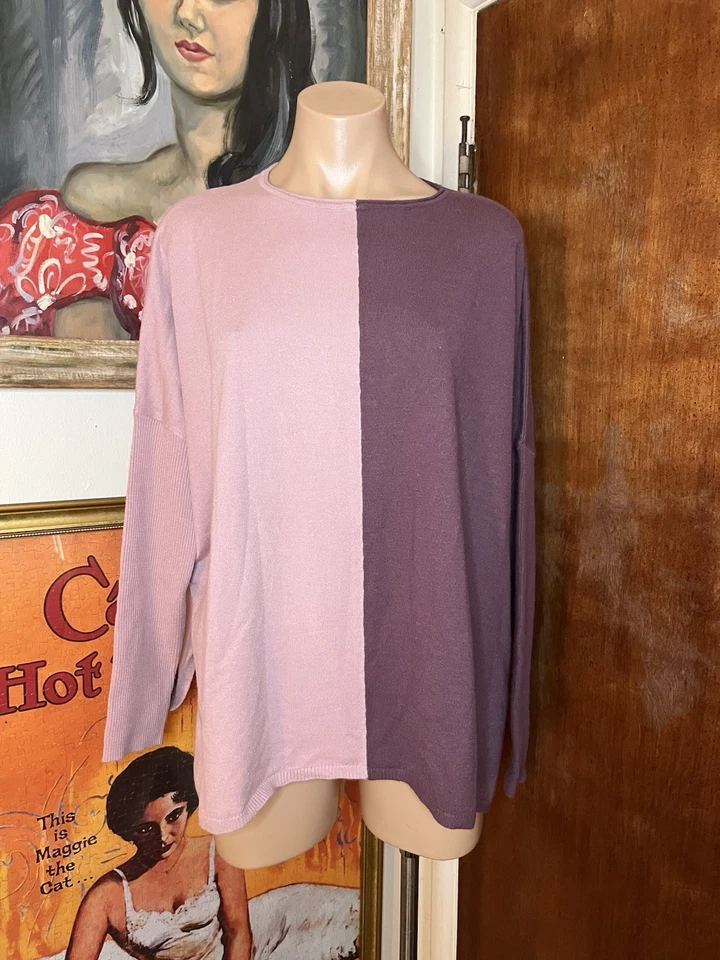 Suéter WynneLayers Colorblocked Desestructurado Dos Tonos Recortado Otoño En Woodrose XS Foto 2 de 4