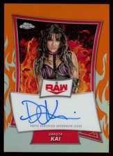 DAKOTA KAI 2025 Topps WWE Chrome Red Brand Auto Orange Refractor /25 #RBA-DAK