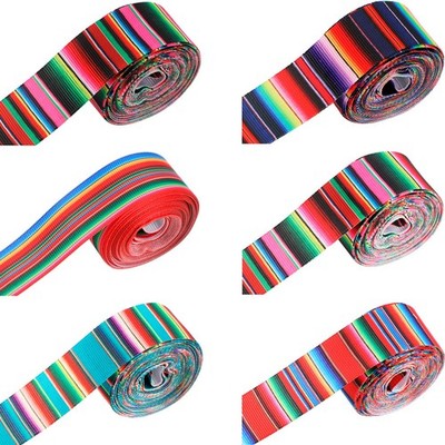 WILLBOND 6 Rolls Serape Ribbons Mexican Rainbow Stripes 1 Inch 