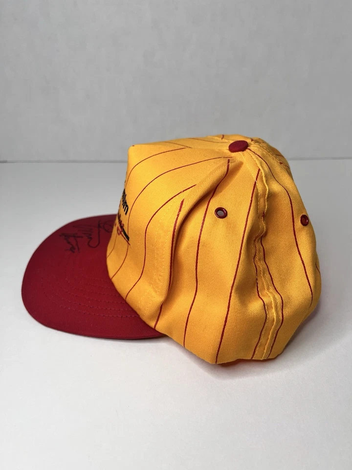 Vintage Ernie Irvan Hat Kodak Racing Snapback Yellow Stripe Autographed NASCAR - Image 4 of 4