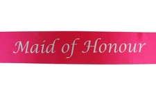 Hens Night Party Bridal Sash Hot Pink/Silver - Maid Of Honour