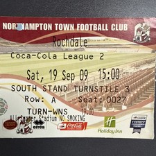 Northampton Town v Rochdale(Coca Cola League 2 2009/10) 19/9/2009 Match Ticket