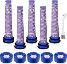 5Pre & 5Post Filters Replacement For Dyson V7, V8 Animal and V8 Absolute Vacuum
