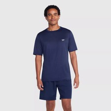Speedo Men's Short Sleeve Rash Guard Swim Shirt - Navy Blue - Medium - NEW