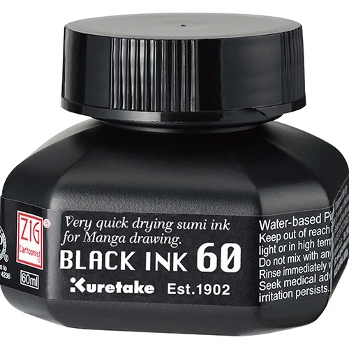 ZIG Kuretake Cartoonist 60ML  Black Ink for Manga drawing ar