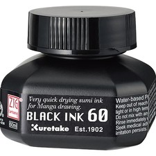 ZIG Kuretake Cartoonist 60ML  Black Ink for Manga drawing art supplies