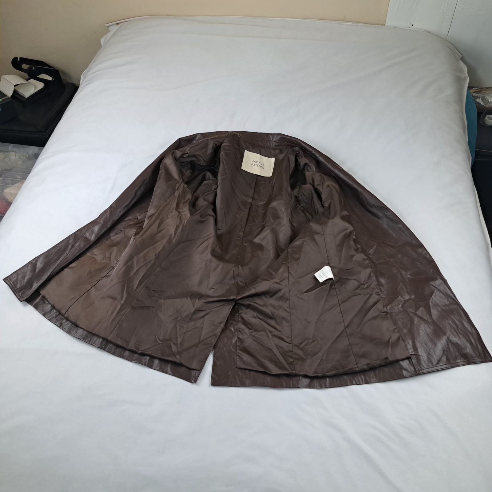 FACADE PATTERN Overfit Leather Jacket Brown  Poly… - image 10