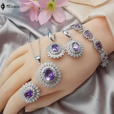 Fashion Accessories Sunflower Cubic Zirconia Necklace Earrings Bracelet Four