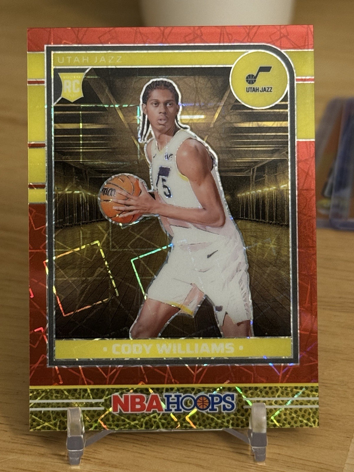 Cody Williams 2024-25 NBA Hoops Premium Red Lazer /99 Rookie Card Utah Jazz #240