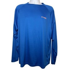 Columbia PFG Omni-Shade Long Sleeve Blue Shirt L Lightweight Fishing Apparel