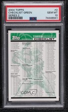 2004 Topps Checklists Checklist #2-2 PSA 10 GEM MT 0xr2