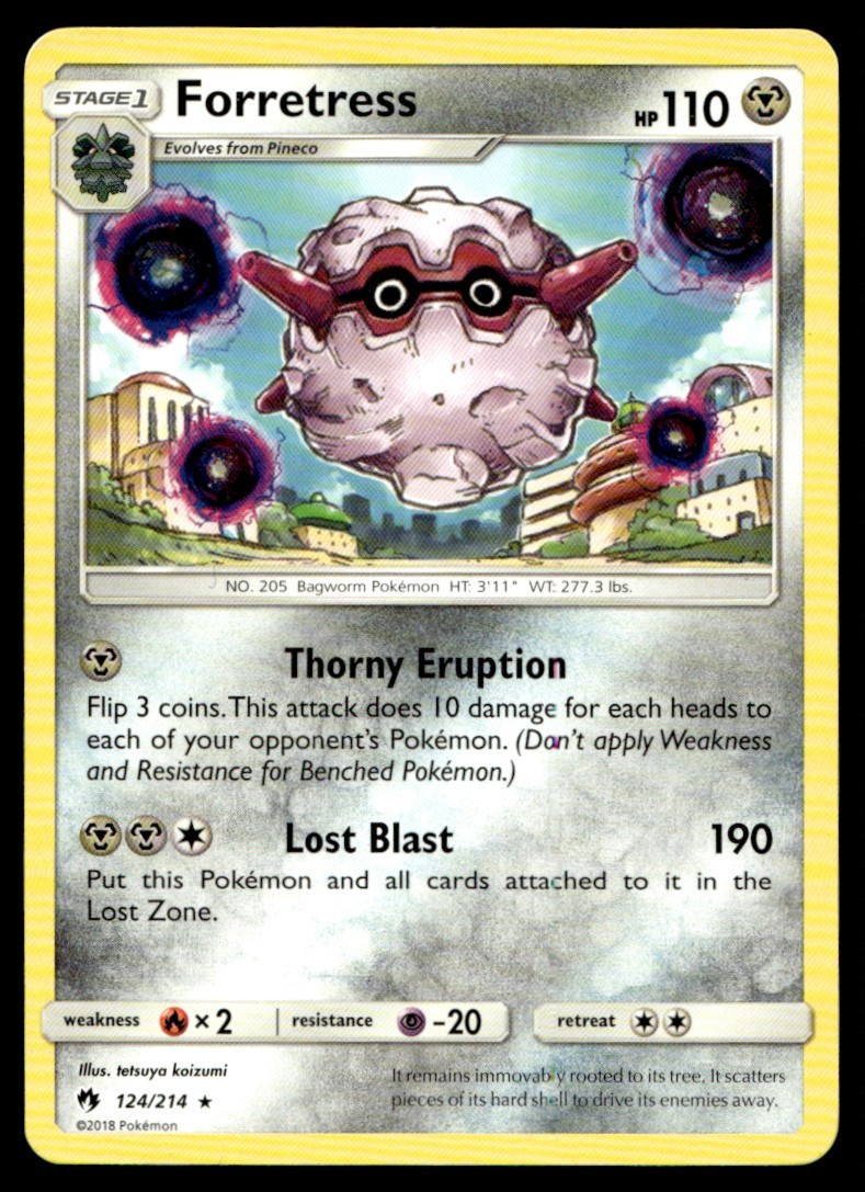 Forretress 124/214 Rare Lost Thunder Pokemon Moderately Played