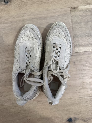 Dolce Vita Women's Beige Crochet Knit Lace Up Sneakers