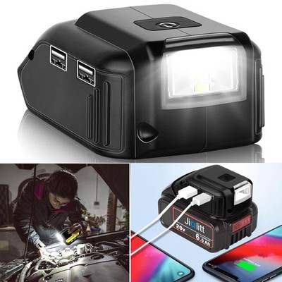 Battery Adapter for Dewalt 20v Battery USB Phone Charger Led Work Light Dual USB