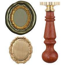 1PCS Wax Seal Stamp Head 1PCS Removable Wooden Handle,3D Embossed Oval Vintage T