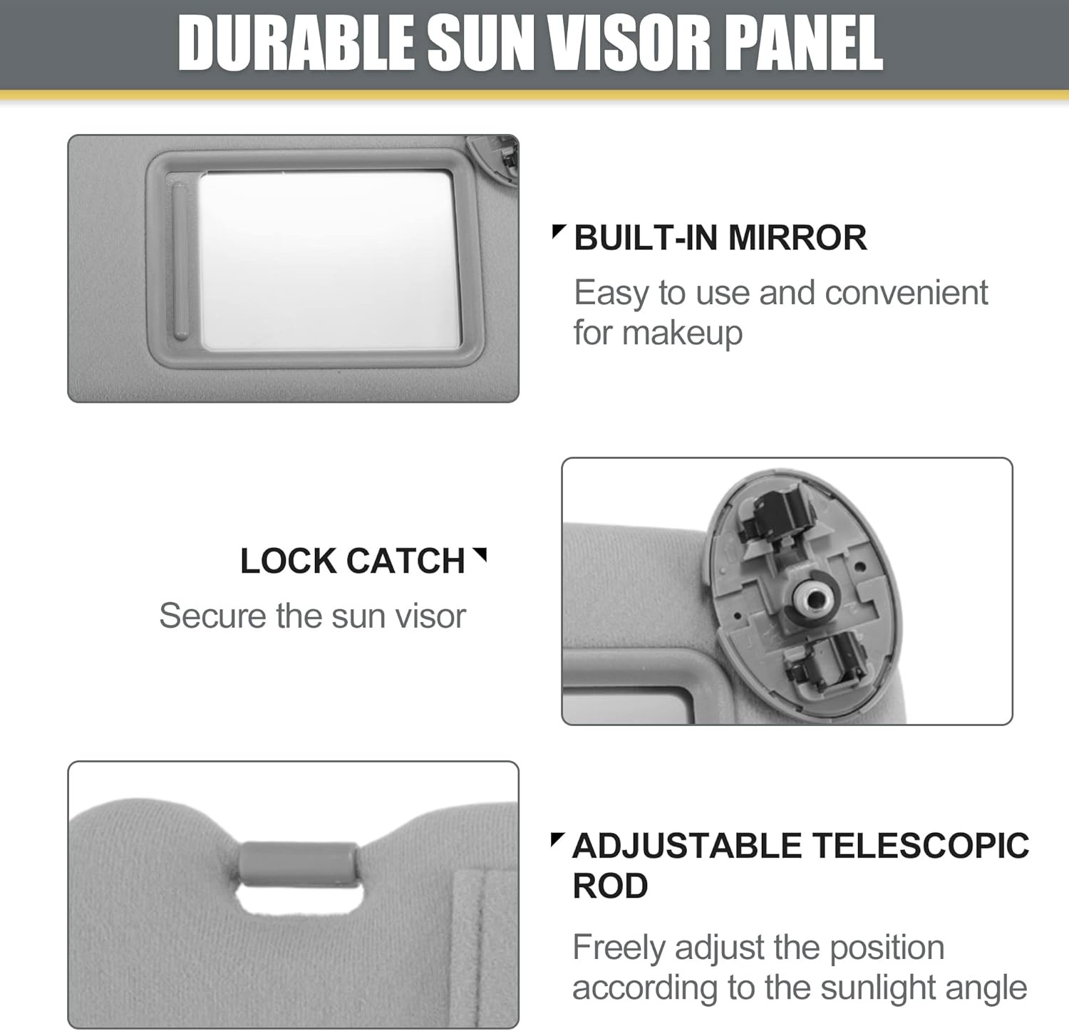 X AUTOHAUX Pair Sun Visor Replacement for Toyota Camry 2007-2011 Left Gray 