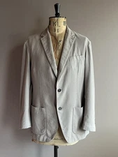 Altea Chore Jacket Mens 42 Beige Utility Blazer Cotton Silk Italy Made
