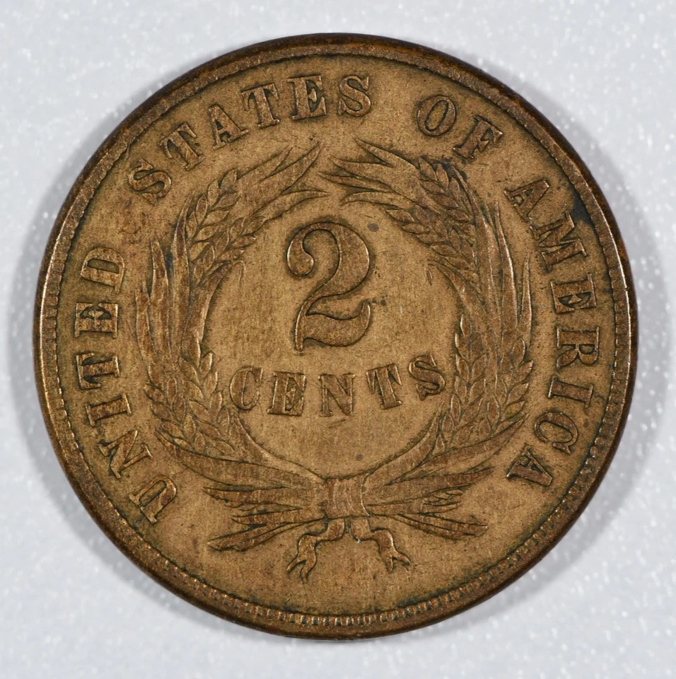 1870-P "Union Shield" Two-Cent Copper Coin, Very Fine - Image 2 of 2