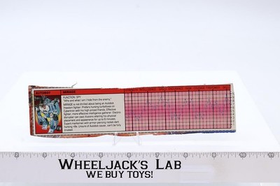 Mirage Action Figure Tech Spec 1984 Hasbro G1 Transformers