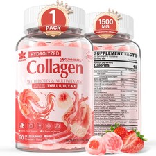 Collagen Peptide Gummies for Women Men Sugar-Free, 60 Count Pack of 1