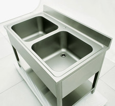 Lavello doppia vasca in acciaio inox 120x70x85h