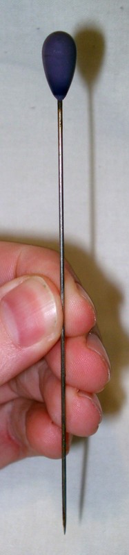 Vintage Purple Glass Teardrop 4 ¾” Long Mourning Hat Pin Lapel Stick Pin 