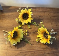 Sunflower artificial wedding Boutonnière, Button hole, Corsage, Rustic, Twine